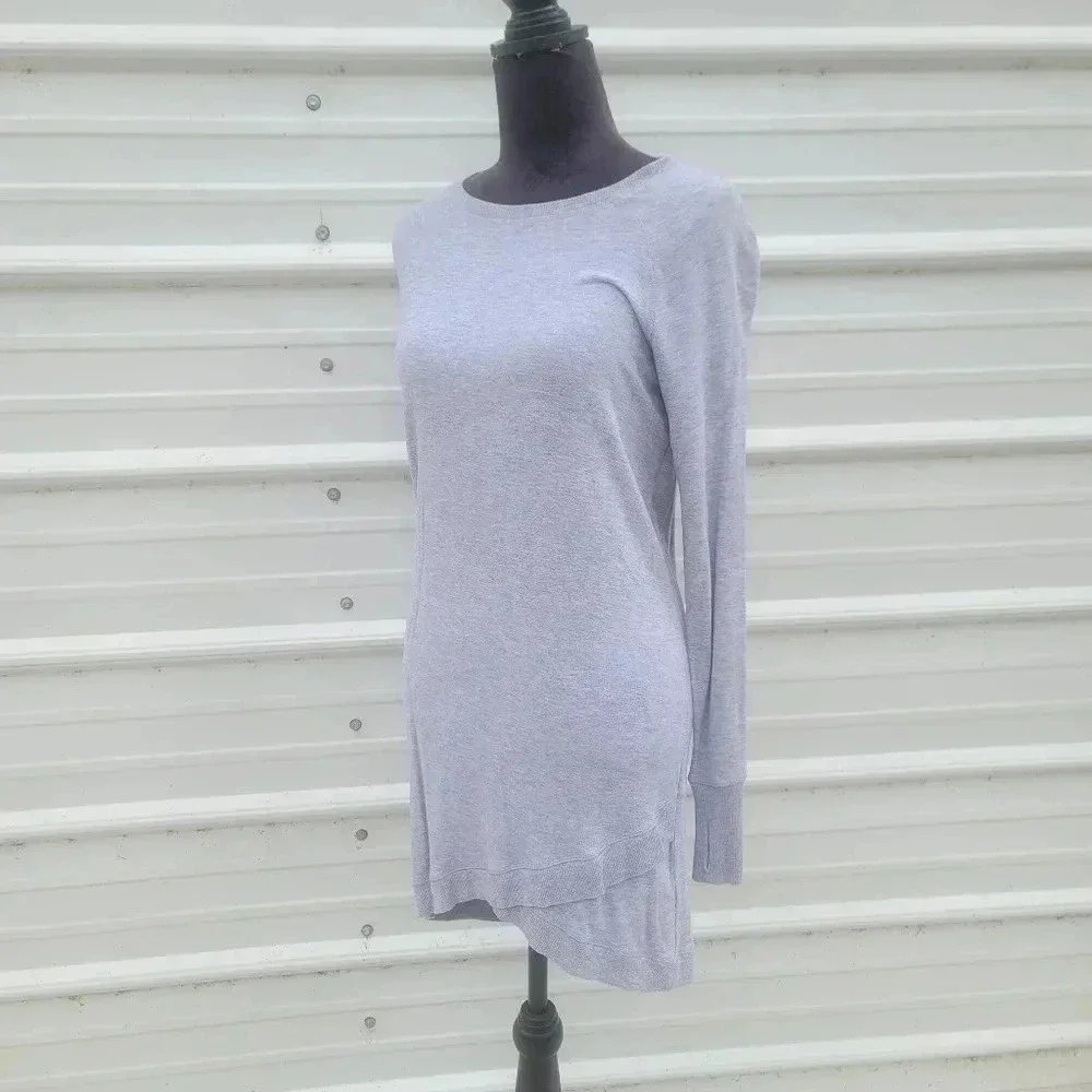 Dalia Womens Shirt Gray Long Sleeve Pullover Soft Comfort Sweatshirt Dress XS